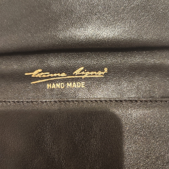 Vintage Etienne Aigner black leather Hand Made crossbody purse. Vintage Clutch - Picture 6 of 10